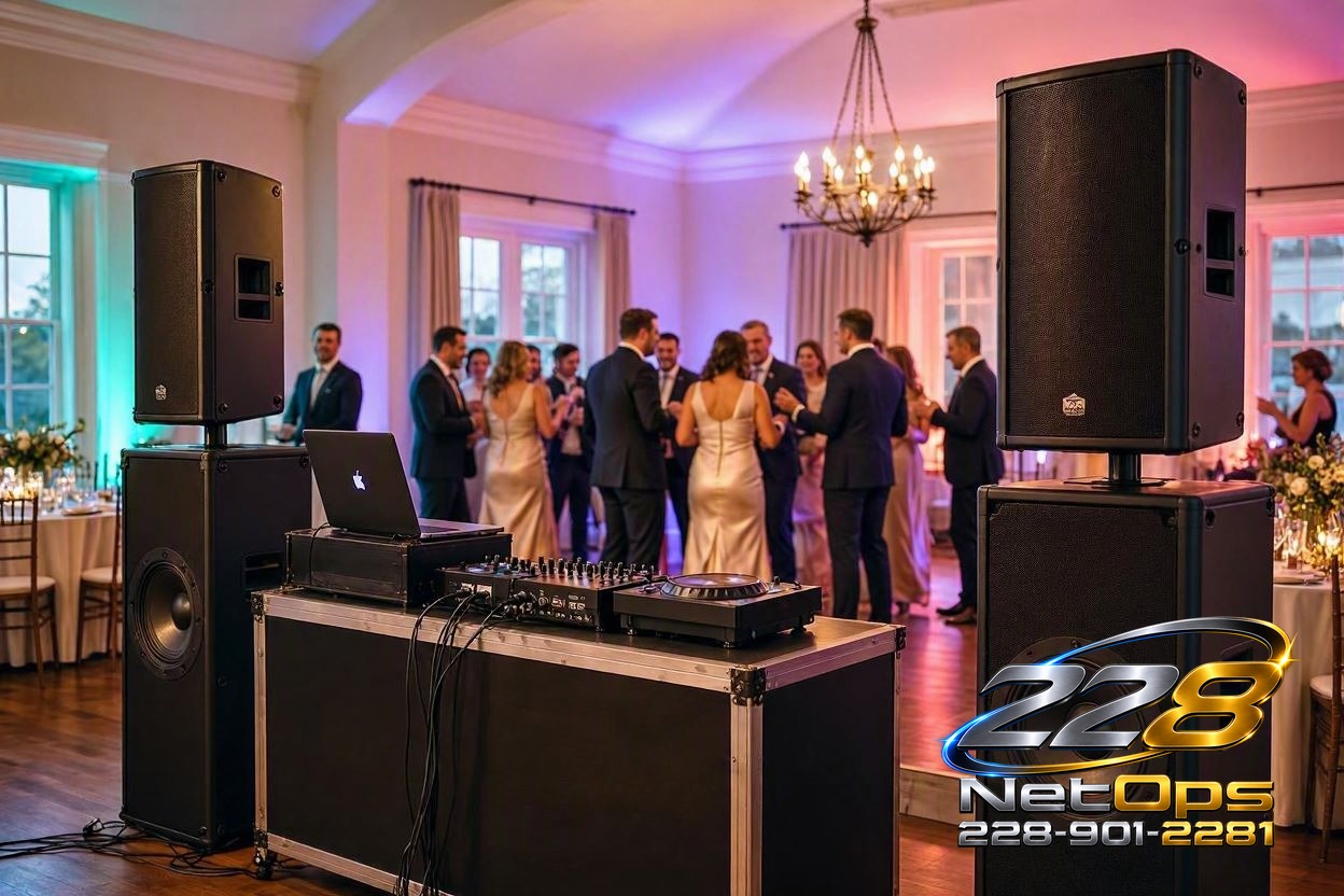 Wedding DJ booth setup