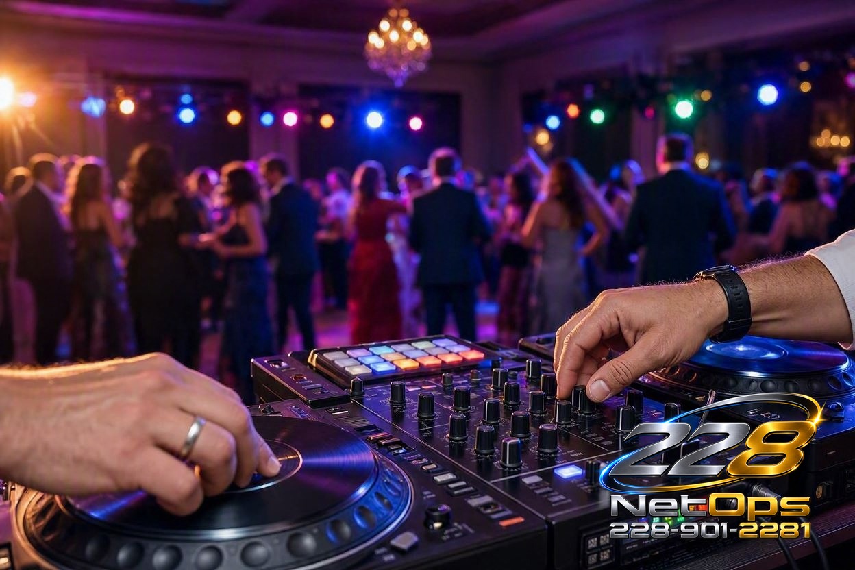 DJ mixing at a wedding