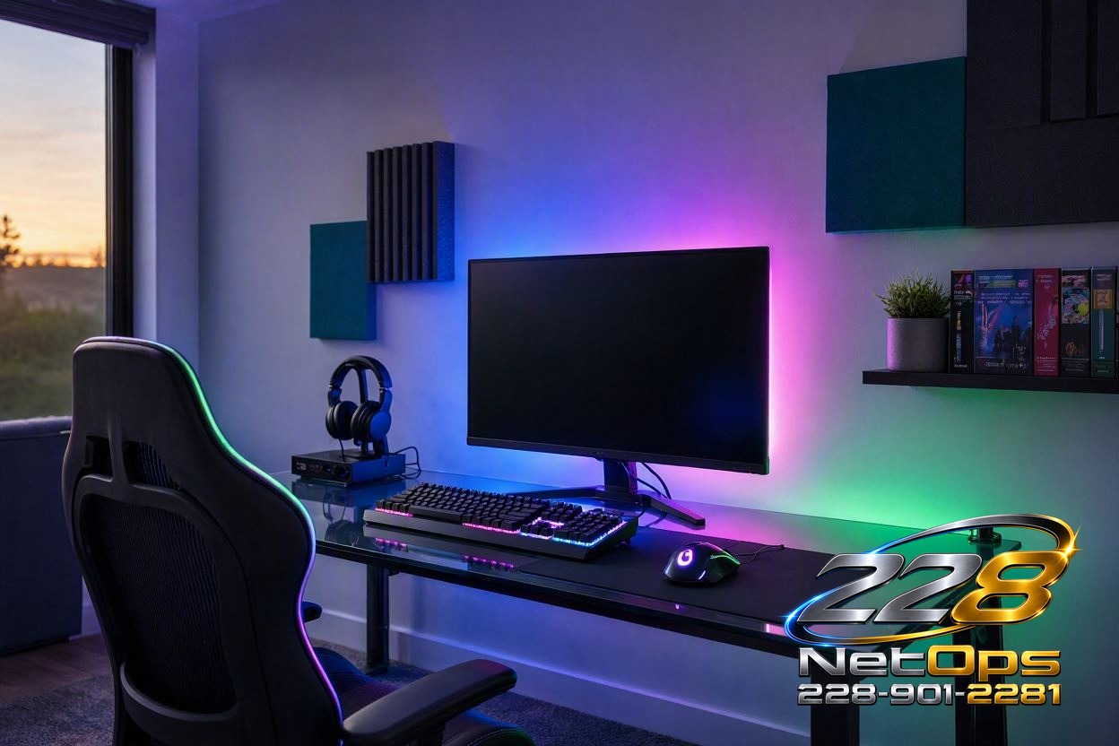Gaming room with RGB smart lighting