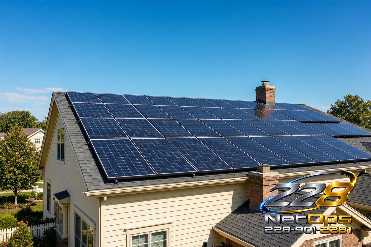 Residential rooftop solar panel installation