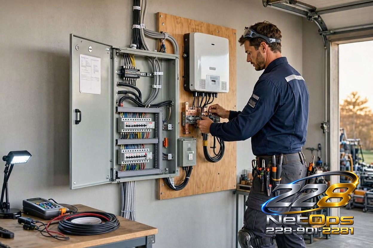 Solar inverter and electrical panel wiring